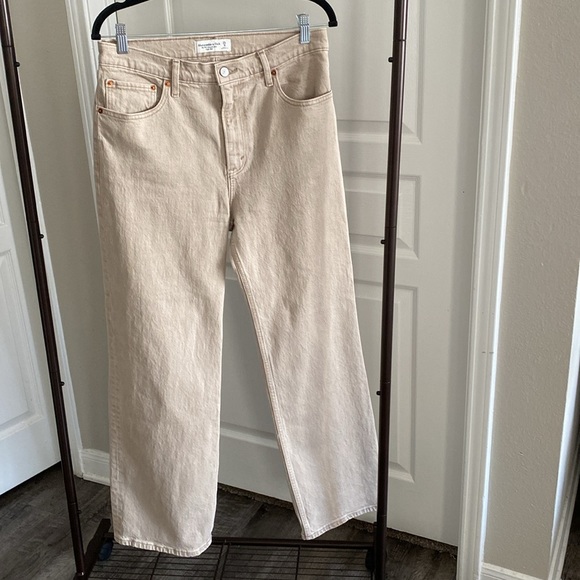 Abercrombie High Rise 90s Relaxed Jeans In Oat Size 29/8r - Picture 4 of 9